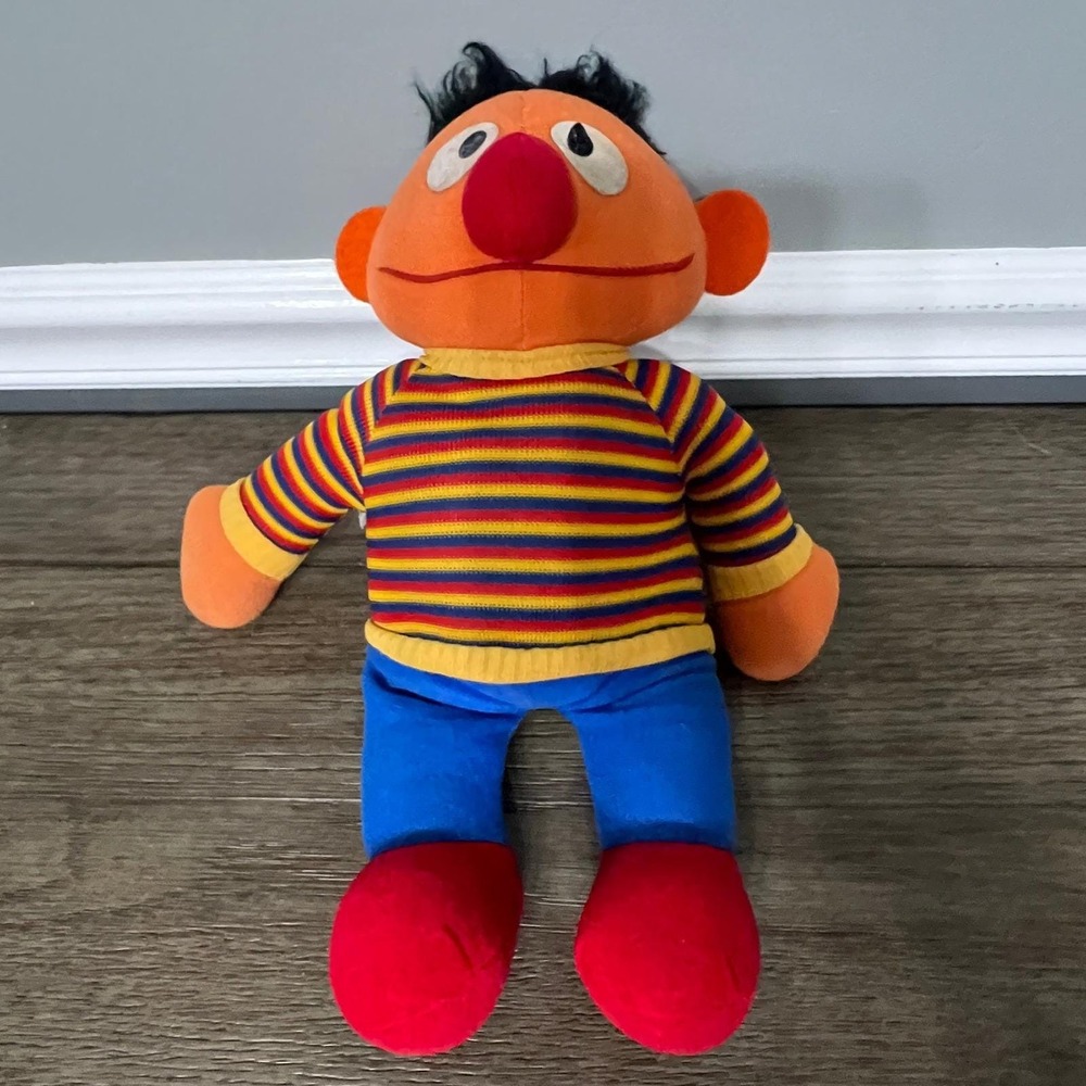 Vintage Sesame Street Ernie Plush Stuffed Animal Toy Knickerbocker 18" Retro